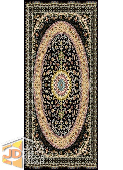 Karpet Permadani Solomon 700 Reeds Lajevardi Black 3610 ukuran 100x150, 150x225, 200x300, 250x350, 300x400